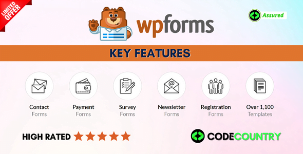 WPForms Pro With Original License Key For 1 Year Update Directly In Your WordPress Dashboard.