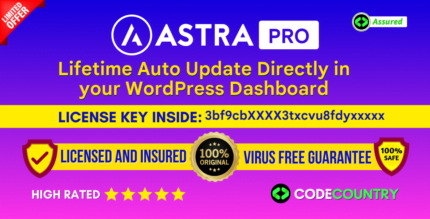 Astra Pro With Original License Key For Lifetime Auto Update Directly In Your WordPress Dashboard.