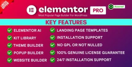 Elementor Pro With Original License Key For 1 Year Auto Update.