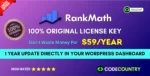 Rank Math Pro With Original License Key For 1 Year Update Directly In Your WordPress Dashboard