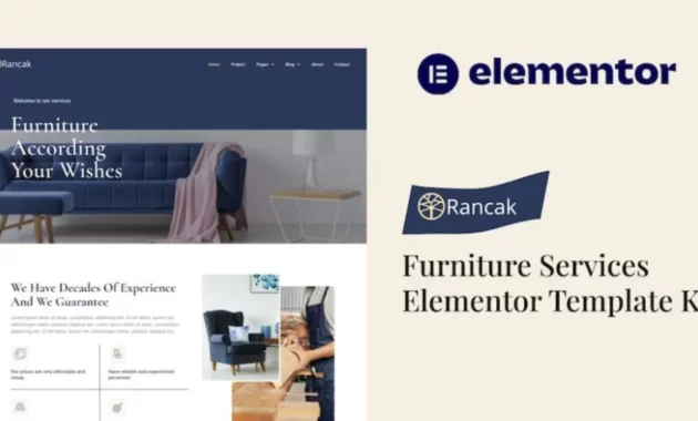 Rancak - Furniture Services Elementor Template Kit | Download Latest File Free