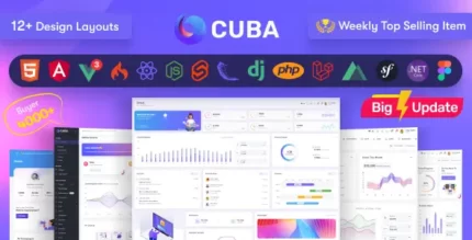 Cuba- HTML, React, Angular 15, Vue 3 JS, Django, Nodejs, Asp.Net & Laravel Admin Dashboard Template