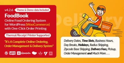 FoodBook | Online Food Ordering & Delivery System for WordPress with One-Click Order Printing With Lifetime Update