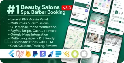 Beauty Salons, Spa, Massage, Barber Booking, Business Listing Multi-Vendor App