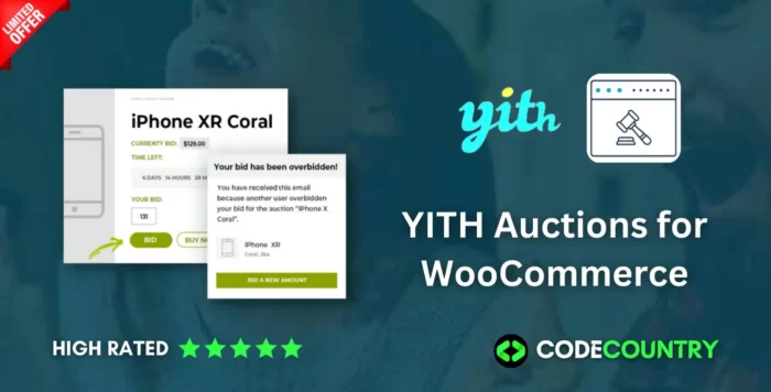 YITH Auctions for WooCommerce WordPress Plugin With Lifetime Update.