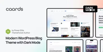 Caards 1.0.0 Modern Blog & Magazine WordPress Theme with Dark Mode Lifetime Update.