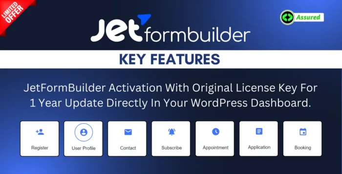 JetFormBuilder With Original License Key For 1 Year Update.