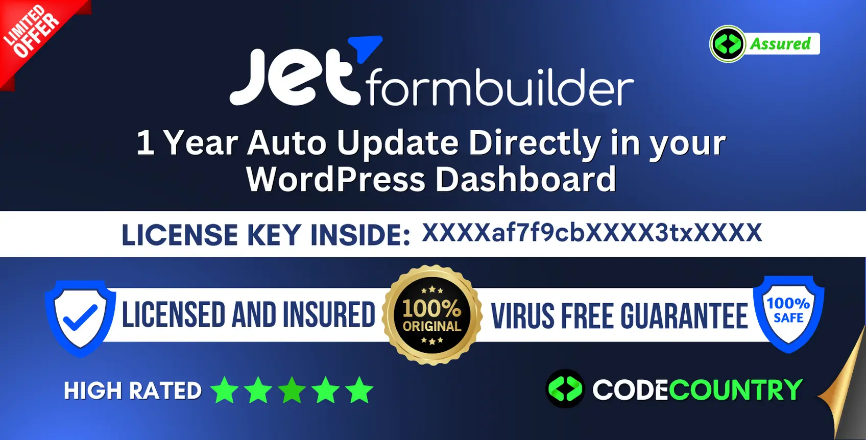 JetFormBuilder With Original License Key For 1 Year Update.