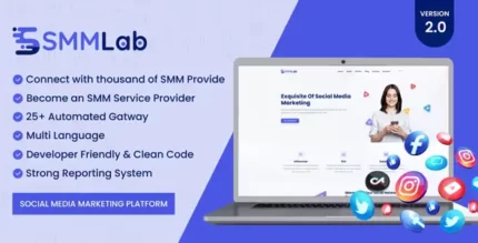 SMMLab 2.0 Social Media Marketing SMM Platform PHP Script With Lifetime Update.