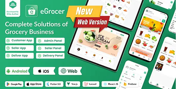eGrocer - Online Multi Vendor Grocery Store, eCommerce Marketplace Flutter Full App with Admin Panel - CodeCanyon Item for Sale