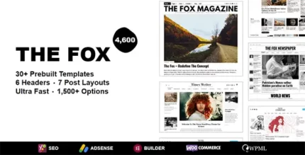 The Fox 5.5.4.1 Modern Magazine WordPress Theme With Lifetime Update.