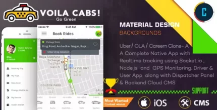 Taxi Booking Script A Complete Clone of UBER with User, Driver & Backend CMS Coded with Native iOS With Lifetime Update.