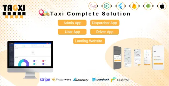 Tagxi 2.3 Flutter Complete Taxi Booking Solution CMS PHP Script With Lifetime Updates.