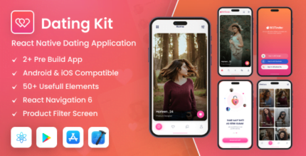 Dating Kit 0.71.8 React Native Dating Mobile App Template CMS PHP Script With Lifetime Update.
