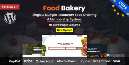 FoodBakery 3.7 Delivery Restaurant Directory WordPress Theme With Lifetime Update.