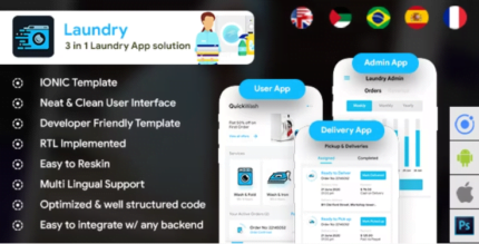 6 App Template| Laundry Booking App| Single Vendor Laundry App| Laundry Ordering App| Quickwash