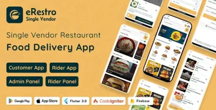 eRestro - Single Vendor Restaurant Flutter App | Food Ordering App with Admin Panel