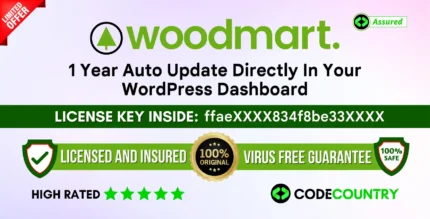 WoodMart Theme With Original License Key For Lifetime Auto Update.