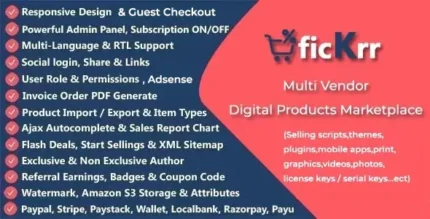 ficKrr - Multivendor Digital Marketplace With Subscription With Lifetime Update.