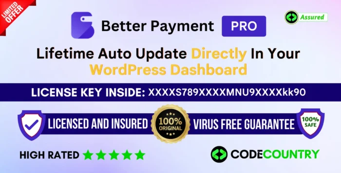 Better Payment Pro With Original License Key For Lifetime Auto Update.