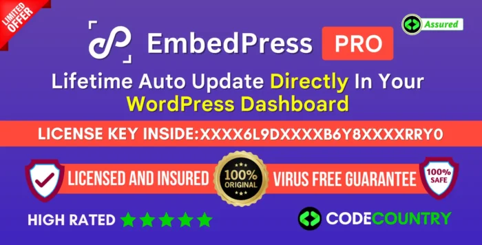 EmbedPress Pro With Original License Key For Lifetime Auto Update.