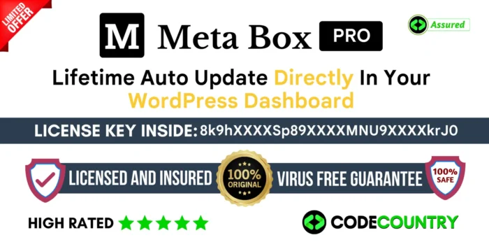 Meta Box Pro With Original License Key For Lifetime Auto Update.