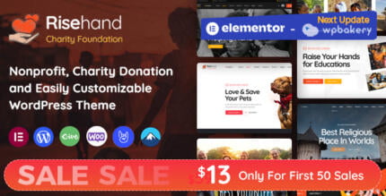 RiseHand Charity & Donation WordPress Theme With Lifetime Update.