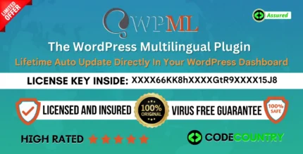 WPML – WordPress Multilingual Plugin With Original License Key.