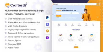 Craftesty - Multi Vendor Service Booking System for Cleaning, Salon, Maid with Ecommerce