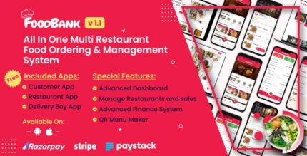 FoodBank Multi Restaurant - Food Delivery App | Restaurant App with Admin & Restaurant Panel