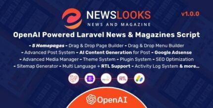 NewsLooks | OpenAI Powered Laravel News & Magazines Script