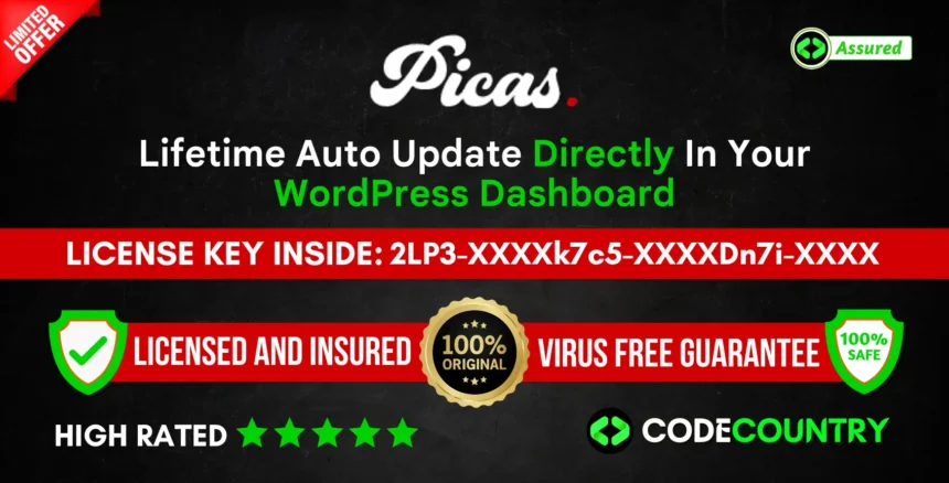 Picas Theme With Original License Key for Lifetime Auto Update.