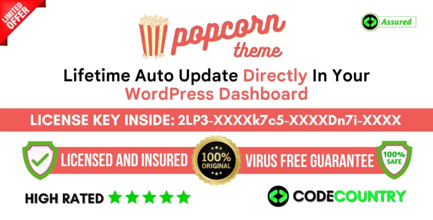 Popcorn Theme With Original License Key for Lifetime Auto Update.