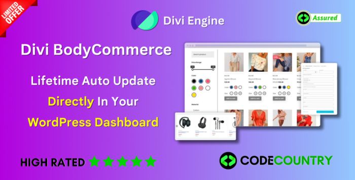 Divi BodyCommerce WordPress Plugin With Original License Key.