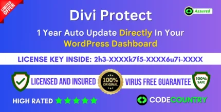 Divi Protect With Original License Key For Lifetime Auto Update.