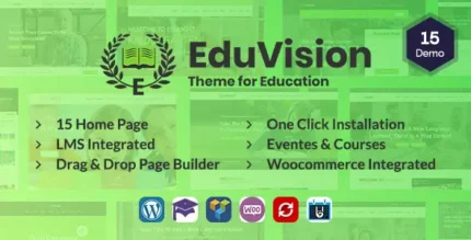 Eduvision - Online Course Multipurpose Education WordPress Theme With Lifetime Update.