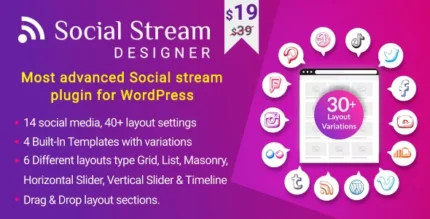 Social Stream Designer - Instagram Facebook Twitter Feed - Social media Feed Grid Gallery Plugin